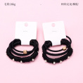 Small product photo - 3-Pack Black Beaded Elastic Hair Ties. Option #1