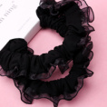 Small product photo - Boxed 2-Pack Black Ultra-Soft Lace Fabric Hair Tie. Option #2