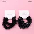 Small product photo - Boxed 2-Pack Black Ultra-Soft Lace Fabric Hair Tie. Option #1