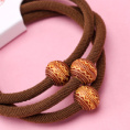 Small product photo - Boxed 3-Pack Coffee Wooden Bead Accessory Hair Tie. Option #3