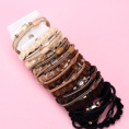 Small product photo - Dual Color 3-Pack Coffee Rhinestone Hair Tie Set. Option #3