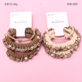 Small product photo - Basket Coffee Beaded Lace Fabric Hair Tie (2+1). Option #1