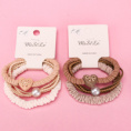 Small product photo - Peach Heart Pearl Accessory Coffee Hair Tie (3pcs). Option #2
