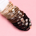 Small product photo - 3pcsMilk Tea ColorZirconAccessoryHair Tie / 三根奶茶色锆石配件皮筋. Option #3