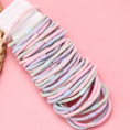 Small product photo - 4pcsColorfulStripedBasicHair Tie / 四根彩色条纹基础皮筋. Option #3