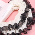 Small product photo - 2pcsLeopard PrintHollow-outChiffon-edgedMini Scrunchie / 两根豹纹镂空纱边小肠圈. Option #3