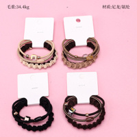 Product photo - Dual Color 3-Pack Coffee Rhinestone Hair Tie Set