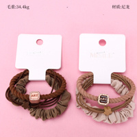 Product photo - Coffee Letter Square Diamond Accessory Hair Tie Set (3pcs)