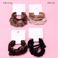 Product photo - Coffee Knotted Braid Hair Tie Set (3pcs)