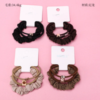 Product photo - Coffee Full Diamond Bow Accessory Hair Tie Set (3pcs)