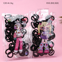 Product photo - BaggedGirls'PlainBamboo-KnotHair Tie (Black) / 袋装女孩光板竹节皮筋（黑）