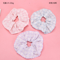 Product photo - Diamond-pattern格Shell-edgedScrunchie / 菱形格贝壳边大肠圈
