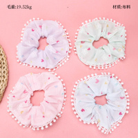 Product photo - 爱心豆豆边PrintedScrunchie / 爱心豆豆边印花大肠圈