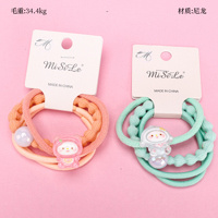 Product photo - TransparentCartoonPearlAccessoryColorfulHair Tie (3pcs) / 透色卡通珍珠配件彩色皮筋（3根）