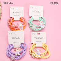 Product photo - Square BeadCartoonAccessoryColorfulHair Tie (3pcs) / 四方珠卡通配件彩色皮筋（3根）