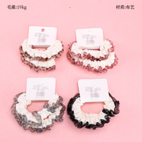 Product photo - 2pcsLeopard PrintHollow-outChiffon-edgedMini Scrunchie / 两根豹纹镂空纱边小肠圈