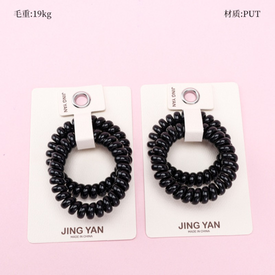 Large product photo - Boxed 2-Pack Classic Black Coil Hair Ties, 000000068. Option #1