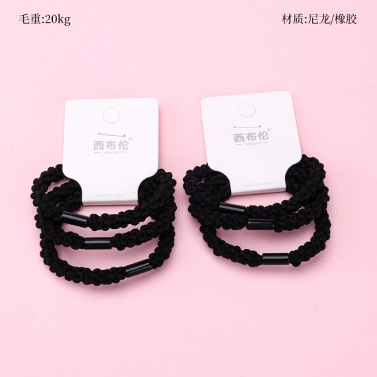 Large product photo - 3-Pack Black Jelly Bean Hair Ties, 000000079. Option #1