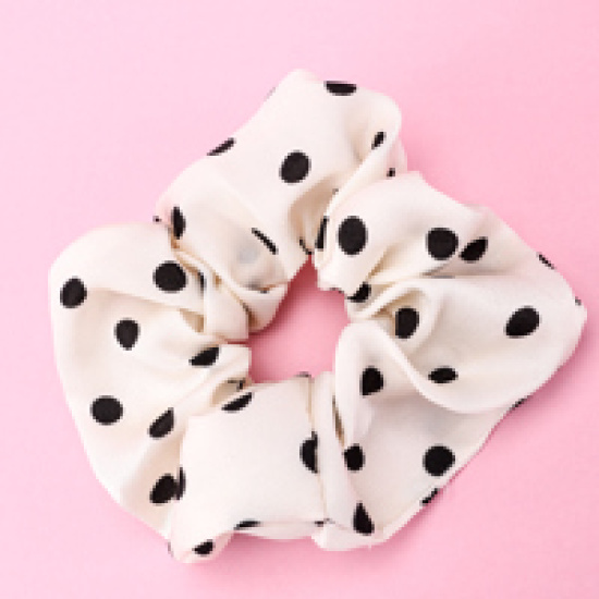 Large product photo - Korean Satin Polka Dot Scrunchie, 000000087. Option #2
