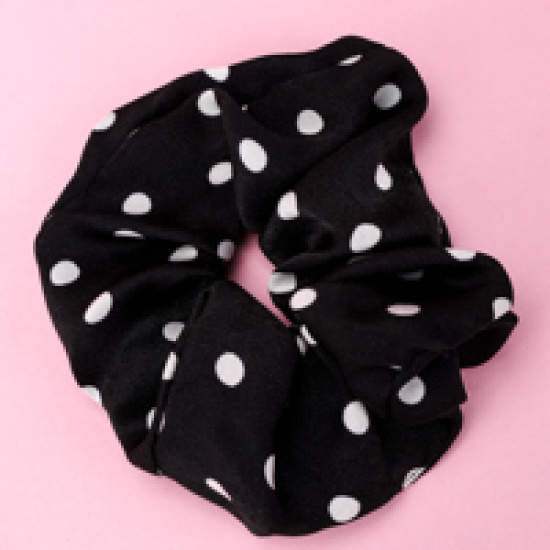 Large product photo - Korean Satin Polka Dot Scrunchie, 000000087. Option #3