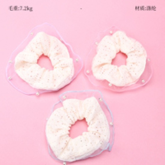 Large product photo - Mesh Edge Beaded Hollow Scrunchie, 000000090. Option #1