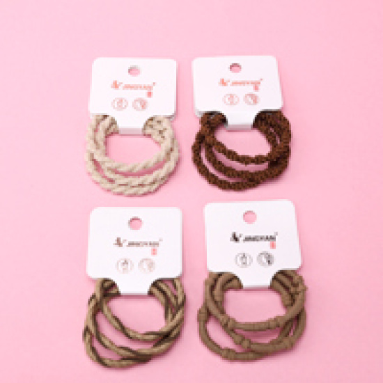 Large product photo - Boxed 3-Pack Milk Coffee Twisted Rope Hair Tie, 000000101. Option #2