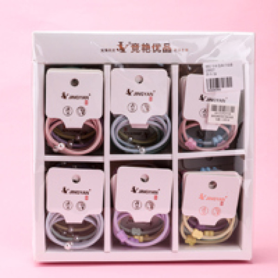 Large product photo - Boxed 4-Pack Colorful Bead Accessory Hair Tie, 000000102. Option #3