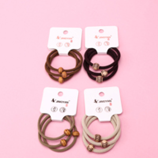 Large product photo - Boxed 3-Pack Coffee Wooden Bead Accessory Hair Tie, 000000103. Option #2