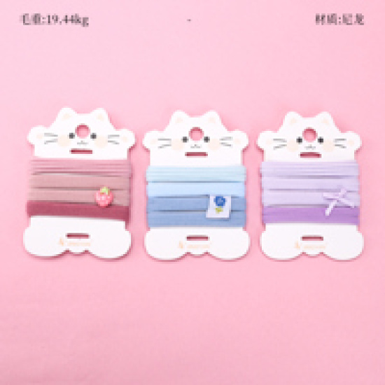 Large product photo - Boxed 4-Pack Cotton Hair Tie with Accessories, 000000104. Option #1