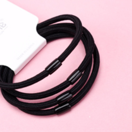 Large product photo - 4-Pack Black Short Tube Hair Tie, 000000105. Option #2