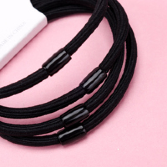Large product photo - 4-Pack Black Short Tube Hair Tie, 000000105. Option #3