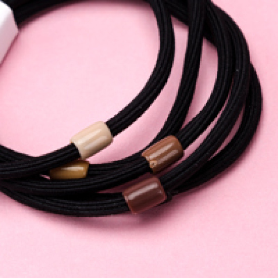 Large product photo - Boxed 4-Pack Black Hair Tie with Bead Accessories, 000000106. Option #3