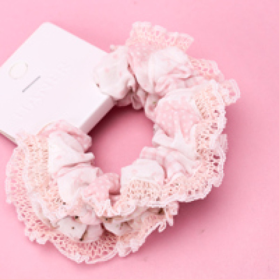 Large product photo - Basket 2-Pack Lace Trim Scrunchie, 000000118. Option #2
