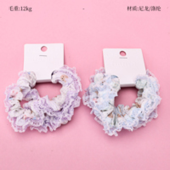 Large product photo - Basket 2-Pack Lace Trim Scrunchie, 000000118. Option #1