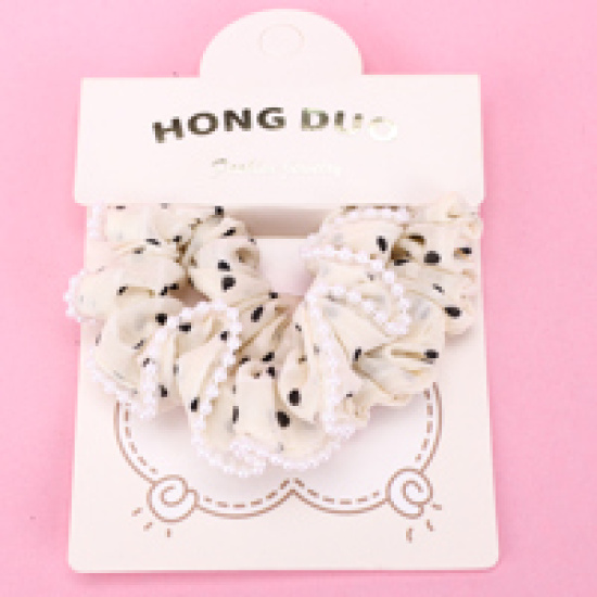 Large product photo - Boxed Polka Dot Pearl Edge Scrunchie, 000000122. Option #3