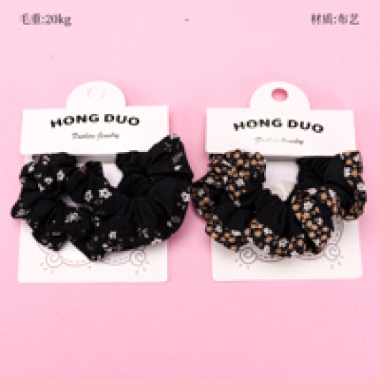 Large product photo - Boxed Black Floral Scrunchie, 000000124. Option #1