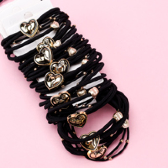 Large product photo - Korean Heart 3-Pack Hair Tie Set, 000000126. Option #3