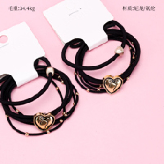 Large product photo - Korean Heart 3-Pack Hair Tie Set, 000000126. Option #1