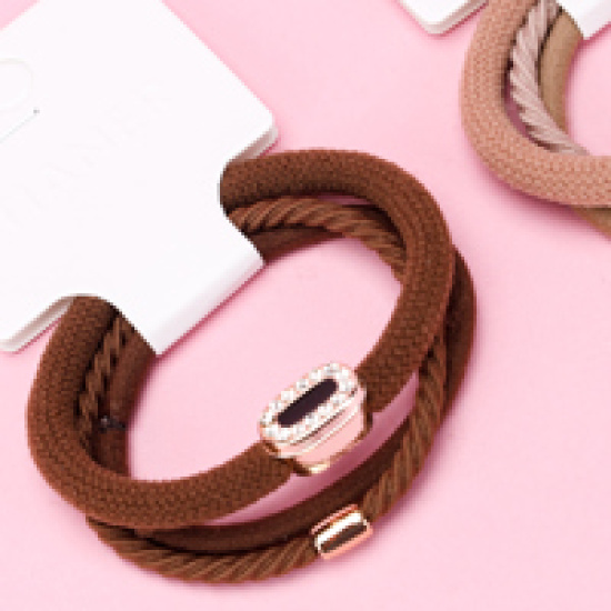 Large product photo - Drip Oil Rhinestone 3-Pack Hair Tie Set, 000000127. Option #2