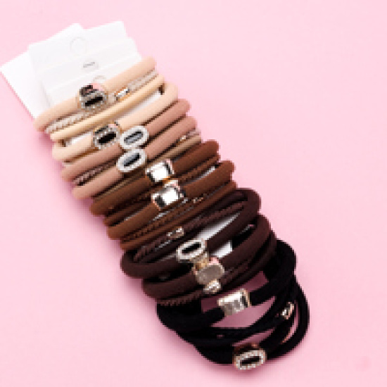 Large product photo - Drip Oil Rhinestone 3-Pack Hair Tie Set, 000000127. Option #3
