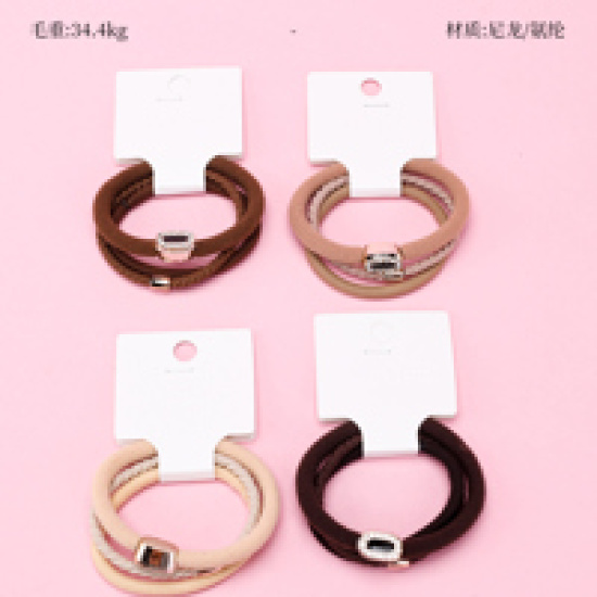 Large product photo - Drip Oil Rhinestone 3-Pack Hair Tie Set, 000000127. Option #1