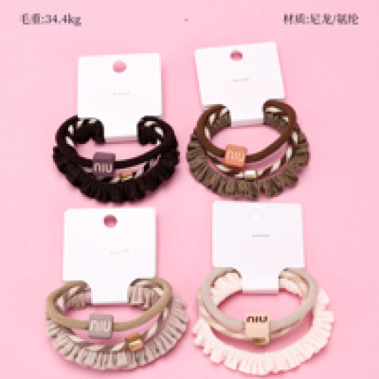 Large product photo - Square 3-Pack Coffee Color Hair Tie Set, 000000128. Option #1