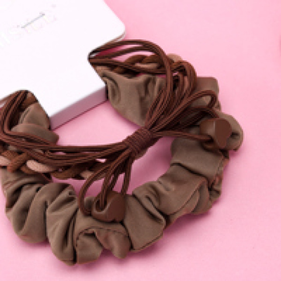 Large product photo - Coffee Knotted Braid Hair Tie Set (3pcs), 000000133. Option #2
