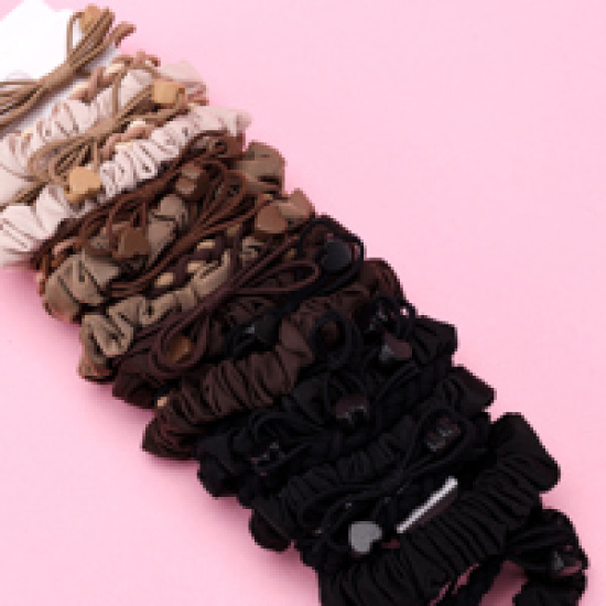 Large product photo - Coffee Knotted Braid Hair Tie Set (3pcs), 000000133. Option #3