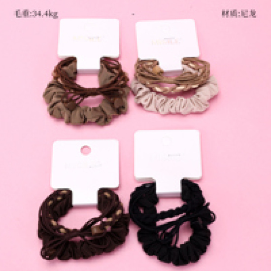 Large product photo - Coffee Knotted Braid Hair Tie Set (3pcs), 000000133. Option #1