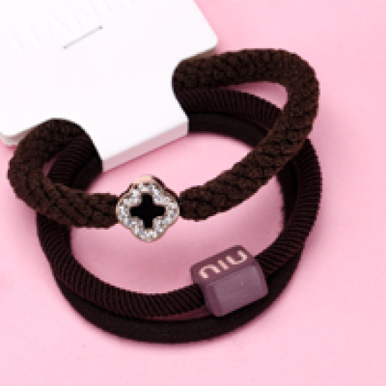 Large product photo - Four-Leaf Clover Full Diamond 3-Pack Hair Tie Set, 000000134. Option #2