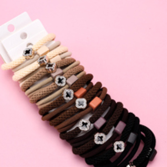 Large product photo - Four-Leaf Clover Full Diamond 3-Pack Hair Tie Set, 000000134. Option #3