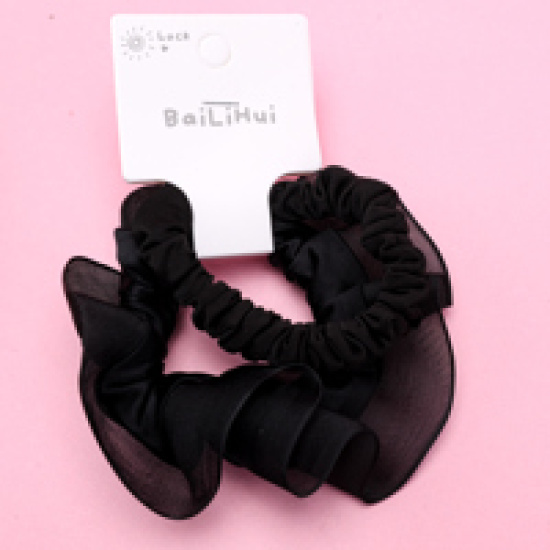 Large product photo - Basket Solid Color Mesh Scrunchie (1+1), 000000139. Option #2