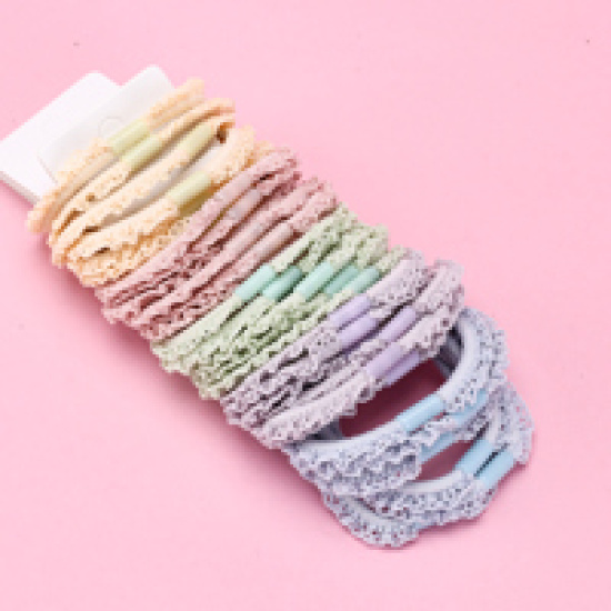 Large product photo - 3-Pack Colorful Ruffle Hair Tie, 000000141. Option #3