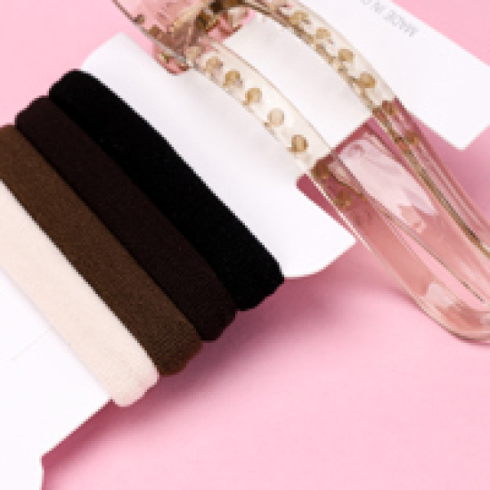 Large product photo - Milk Tea Color Arch Duck Clip Hair Tie Set (1+4), 000000142. Option #3